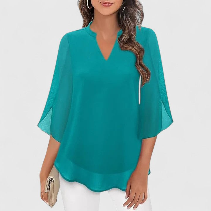 Remi | Women’s Sophisticated Chiffon V-Neck Blouse