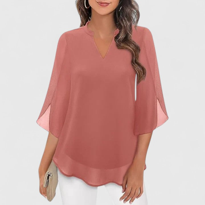 Remi | Women’s Sophisticated Chiffon V-Neck Blouse