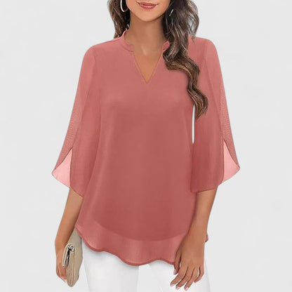 Remi | Women’s Sophisticated Chiffon V-Neck Blouse