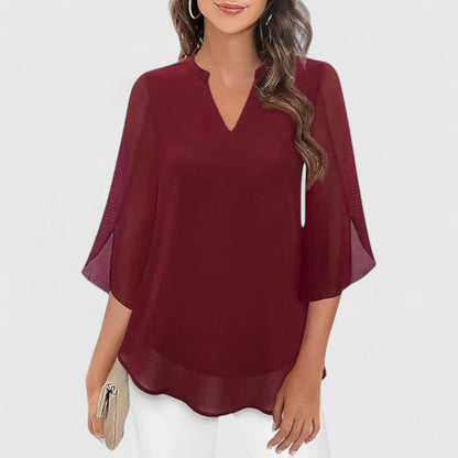 Remi | Women’s Sophisticated Chiffon V-Neck Blouse