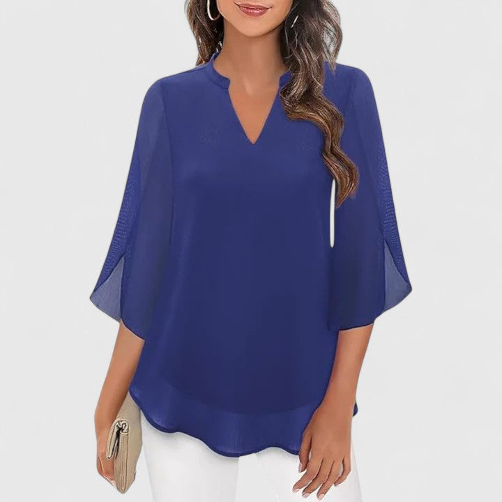Remi | Women’s Sophisticated Chiffon V-Neck Blouse