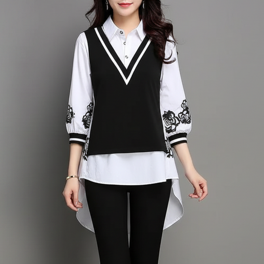 Macy | Women’s Blouse and Sweater Vest Set