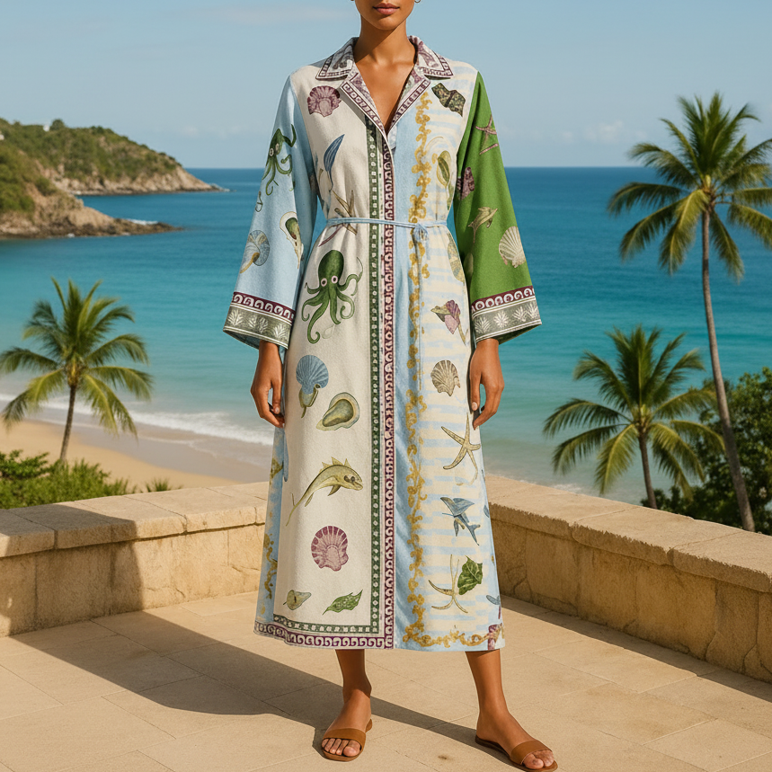 Colette | Women’s Belted Printed Midi Shirt Dress
