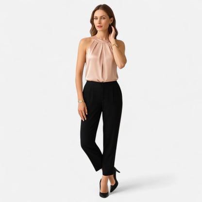 Brynn | Women’s Elegant Draped Pleated Halter Tank