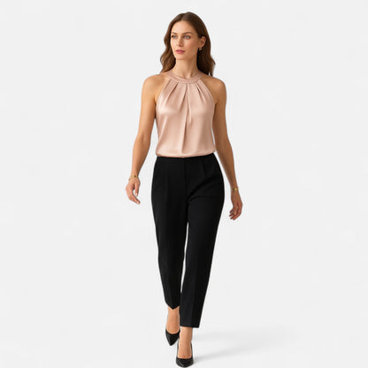 Brynn | Women’s Elegant Draped Pleated Halter Tank
