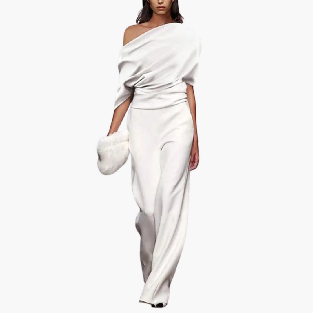 Monroe | Women’s One-Shoulder Asymmetrical Neck Wide-Leg Jumpsuit