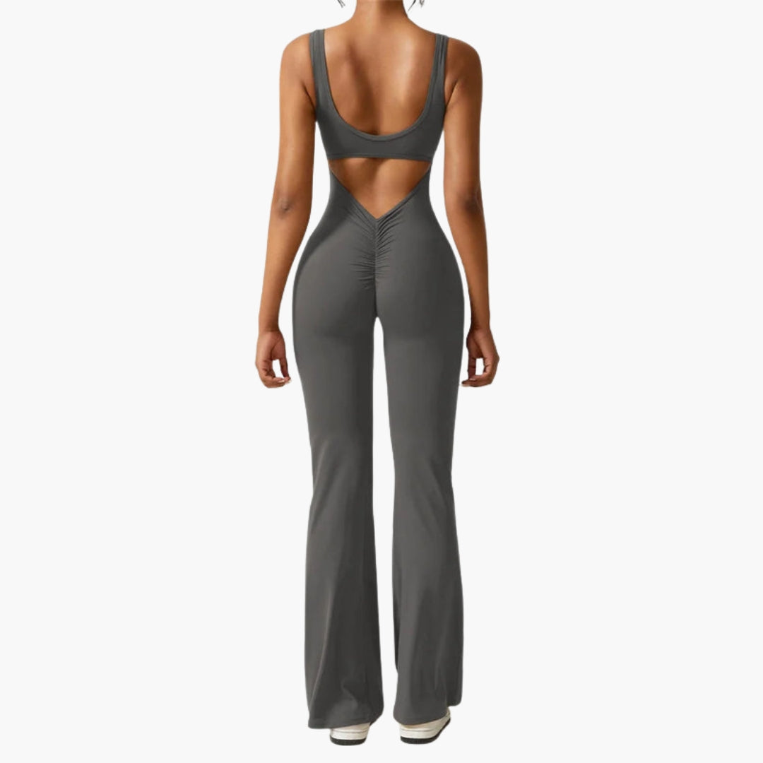 Ariadella | Women’s Round Neck Open-Back Flared Jumpsuit