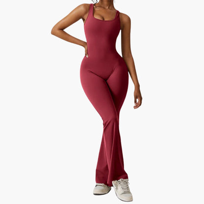 Ariadella | Women’s Round Neck Open-Back Flared Jumpsuit