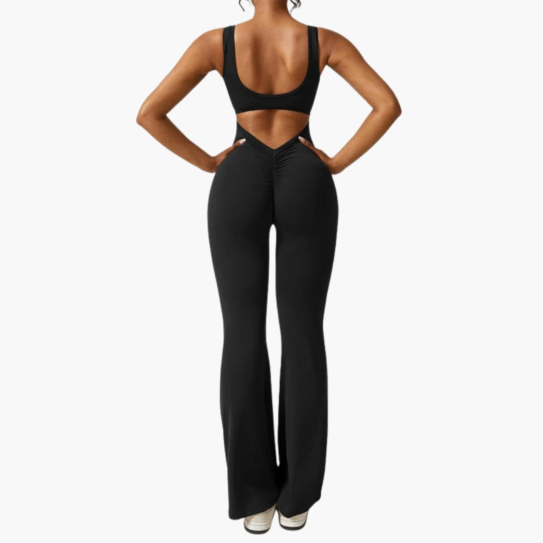 Ariadella | Women’s Round Neck Open-Back Flared Jumpsuit