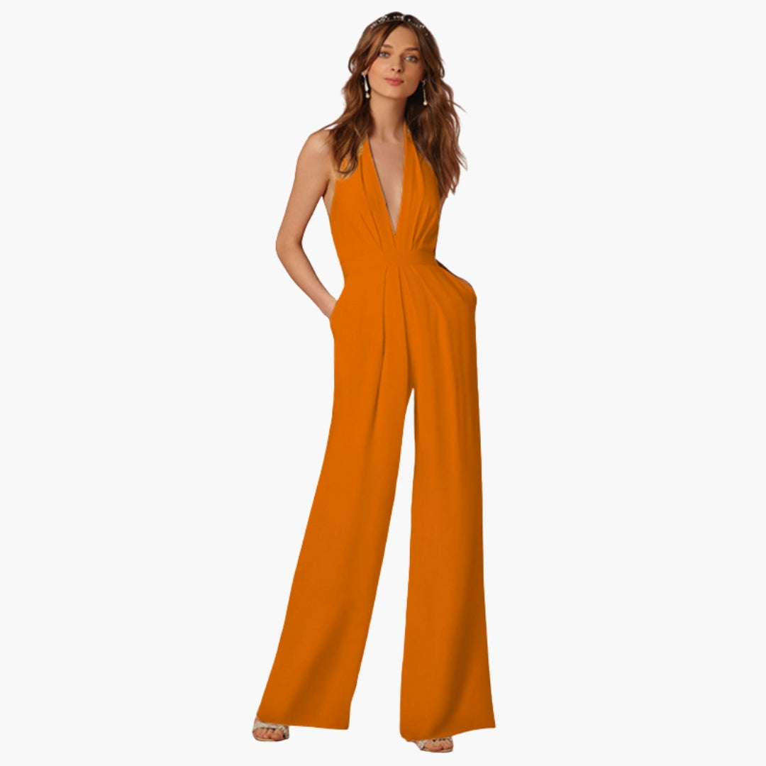 Hadley | Women’s Open Back Halter Neck Wide-Leg Jumpsuit