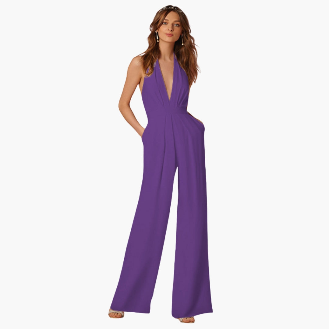 Hadley | Women’s Open Back Halter Neck Wide-Leg Jumpsuit