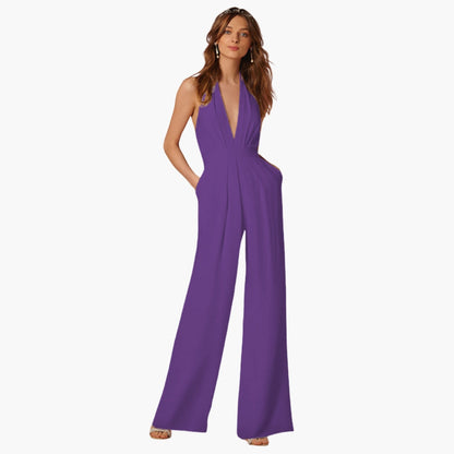 Hadley | Women’s Open Back Halter Neck Wide-Leg Jumpsuit