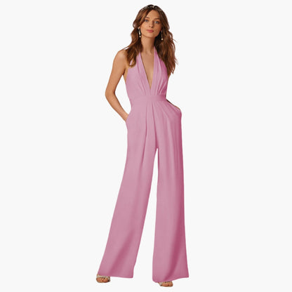 Hadley | Women’s Open Back Halter Neck Wide-Leg Jumpsuit