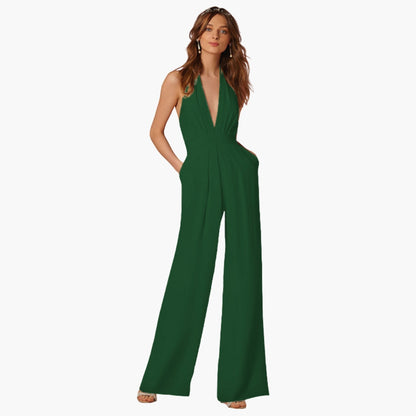 Hadley | Women’s Open Back Halter Neck Wide-Leg Jumpsuit