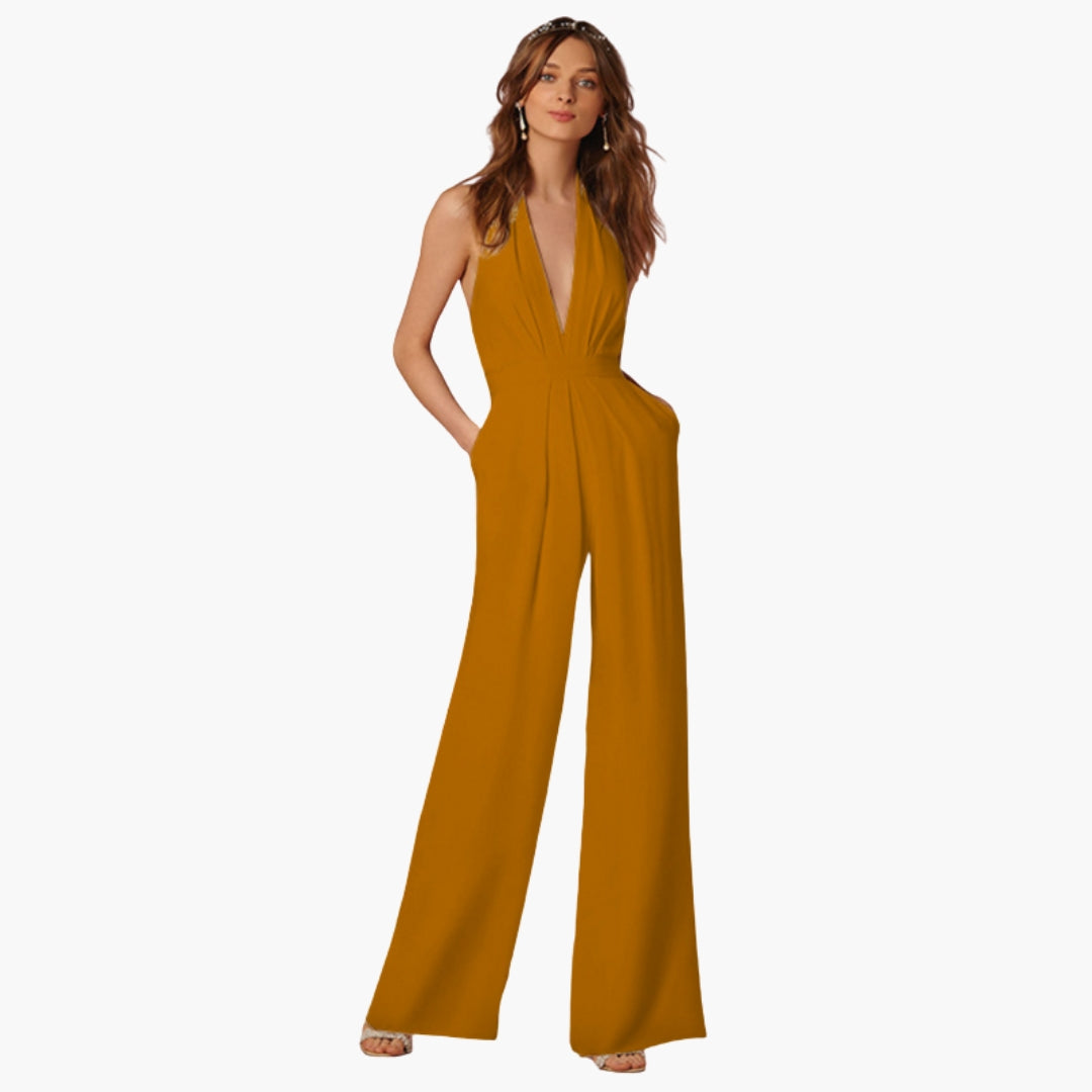 Hadley | Women’s Open Back Halter Neck Wide-Leg Jumpsuit