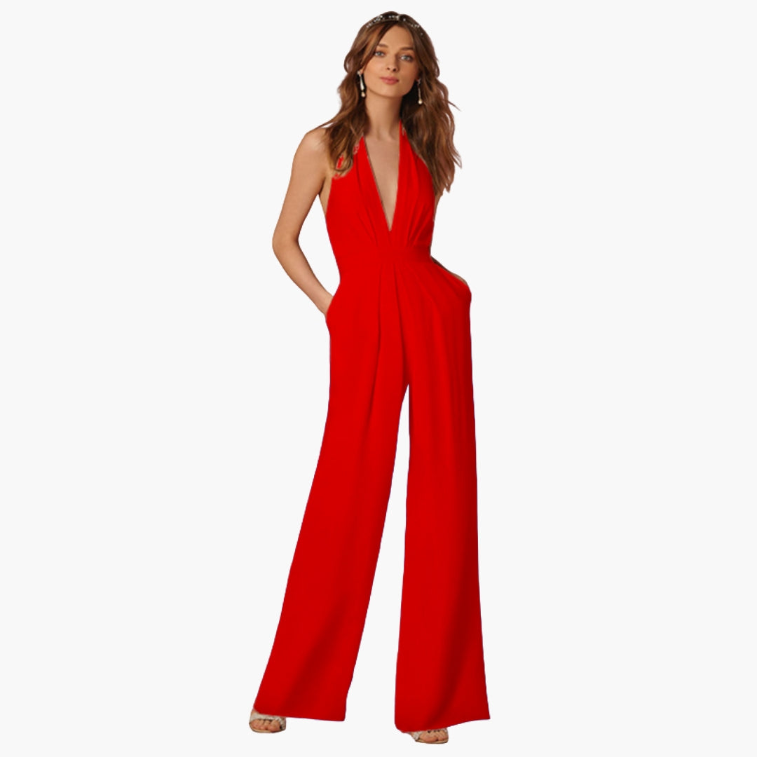 Hadley | Women’s Open Back Halter Neck Wide-Leg Jumpsuit