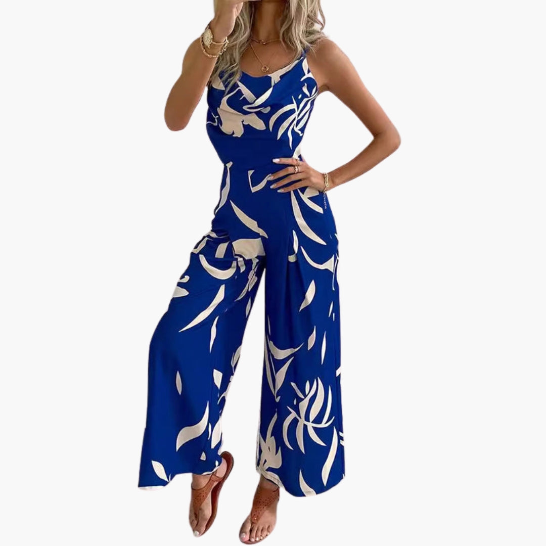 Solenne | Women’s Draped Neck Wide-Leg Jumpsuit