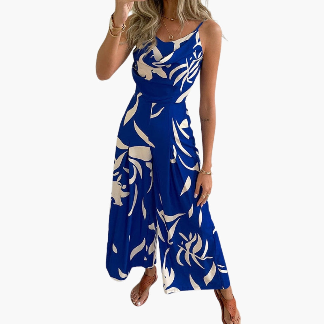 Solenne | Women’s Draped Neck Wide-Leg Jumpsuit