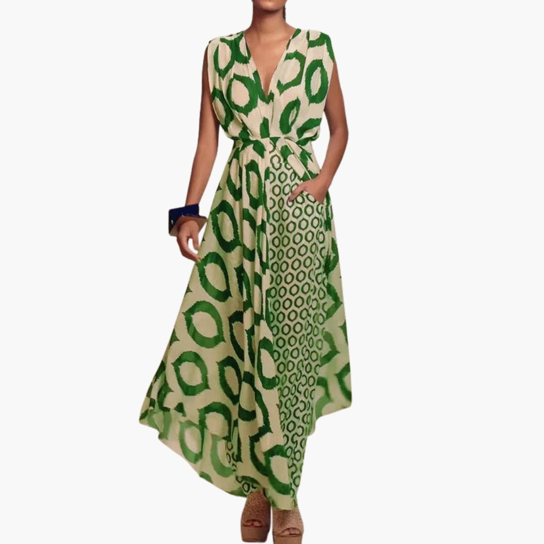 Colette | Women’s Mixed Animal Print V-Neck Waist-Belt Wide-Leg Jumpsuit
