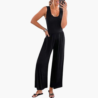 Emerson | Women’s Round Neck Wide-Leg One-Piece Jumpsuit