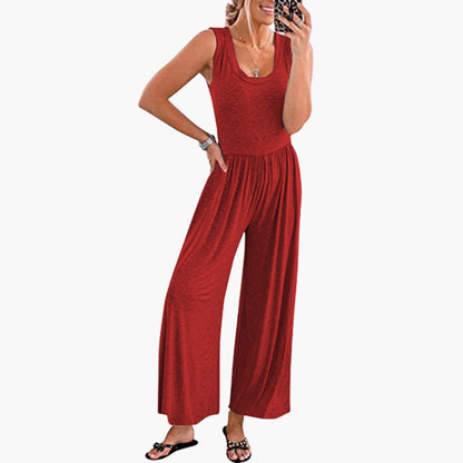 Emerson | Women’s Round Neck Wide-Leg One-Piece Jumpsuit