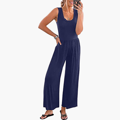 Emerson | Women’s Round Neck Wide-Leg One-Piece Jumpsuit