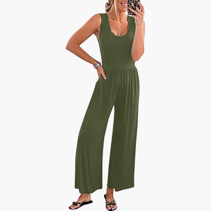 Emerson | Women’s Round Neck Wide-Leg One-Piece Jumpsuit