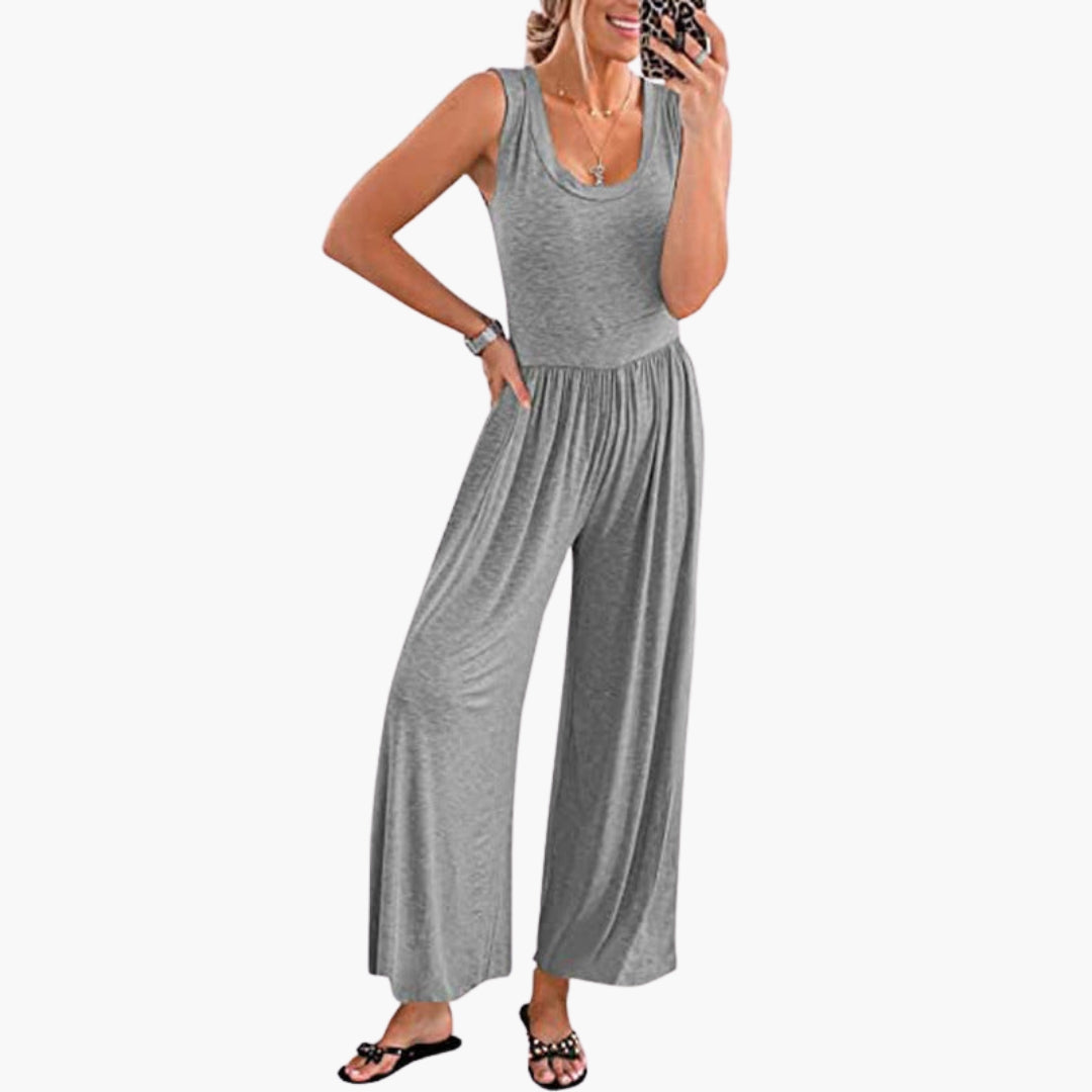 Emerson | Women’s Round Neck Wide-Leg One-Piece Jumpsuit