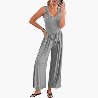 Emerson | Women’s Round Neck Wide-Leg One-Piece Jumpsuit