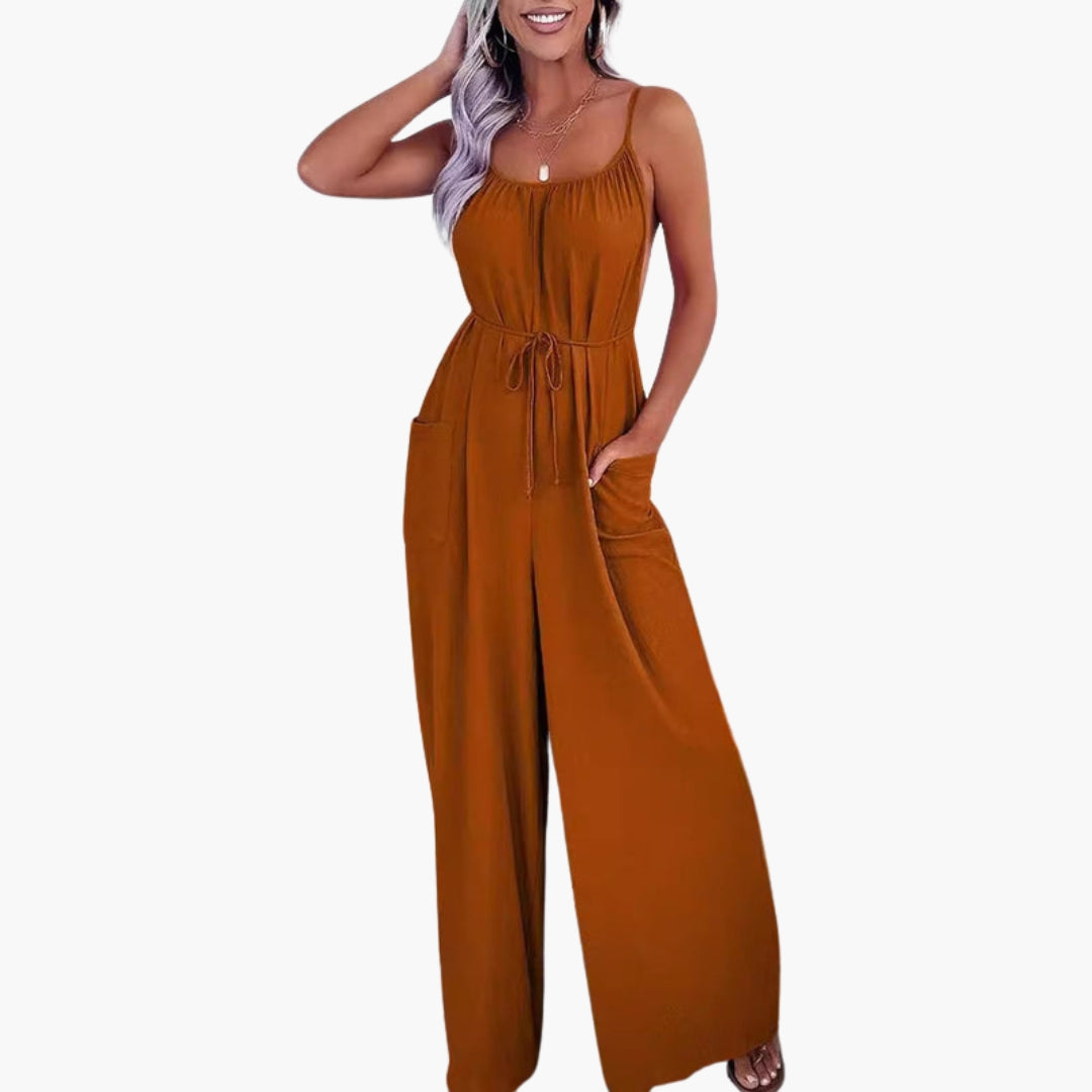 Kenna | Women’s Drawstring Waist Pocket Wide-Leg Jumpsuit