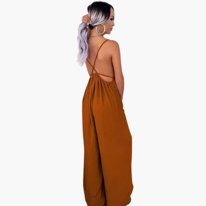 Kenna | Women’s Drawstring Waist Pocket Wide-Leg Jumpsuit