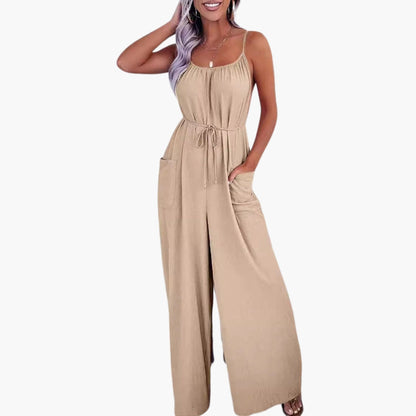 Kenna | Women’s Drawstring Waist Pocket Wide-Leg Jumpsuit