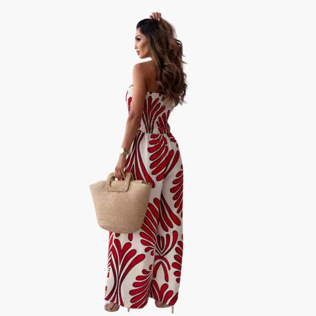Elowen | Women’s Strapless Floral Print Wide-Leg Jumpsuit
