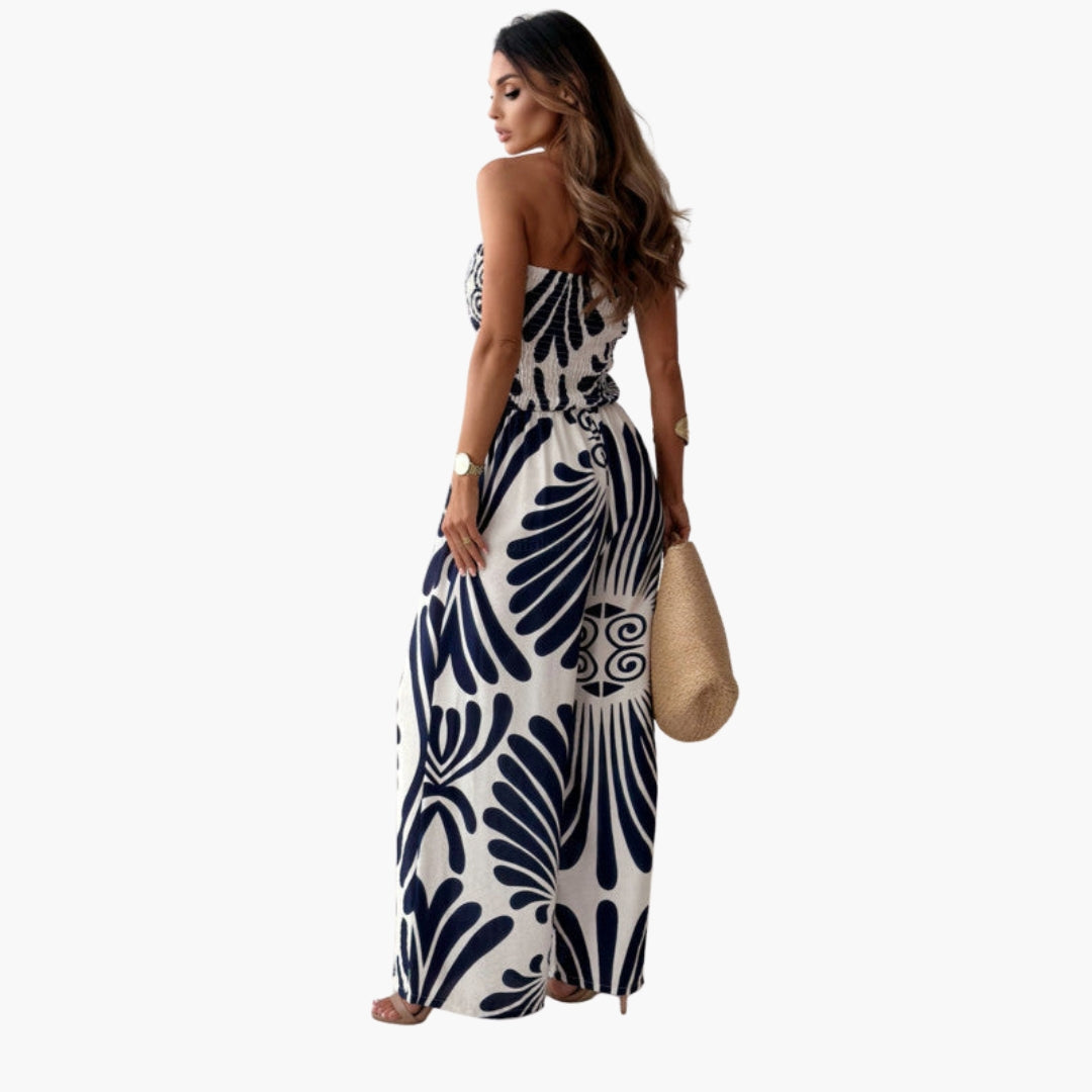 Elowen | Women’s Strapless Floral Print Wide-Leg Jumpsuit