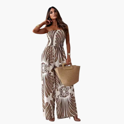 Elowen | Women’s Strapless Floral Print Wide-Leg Jumpsuit