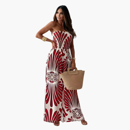Elowen | Women’s Strapless Floral Print Wide-Leg Jumpsuit