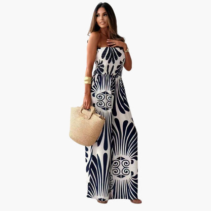 Elowen | Women’s Strapless Floral Print Wide-Leg Jumpsuit