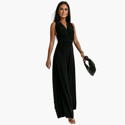 Veronica | Women’s Sleeveless V-Neck Draped Wide-Leg Jumpsuit