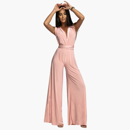 Veronica | Women’s Sleeveless V-Neck Draped Wide-Leg Jumpsuit