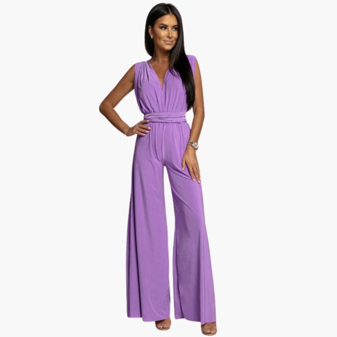 Veronica | Women’s Sleeveless V-Neck Draped Wide-Leg Jumpsuit