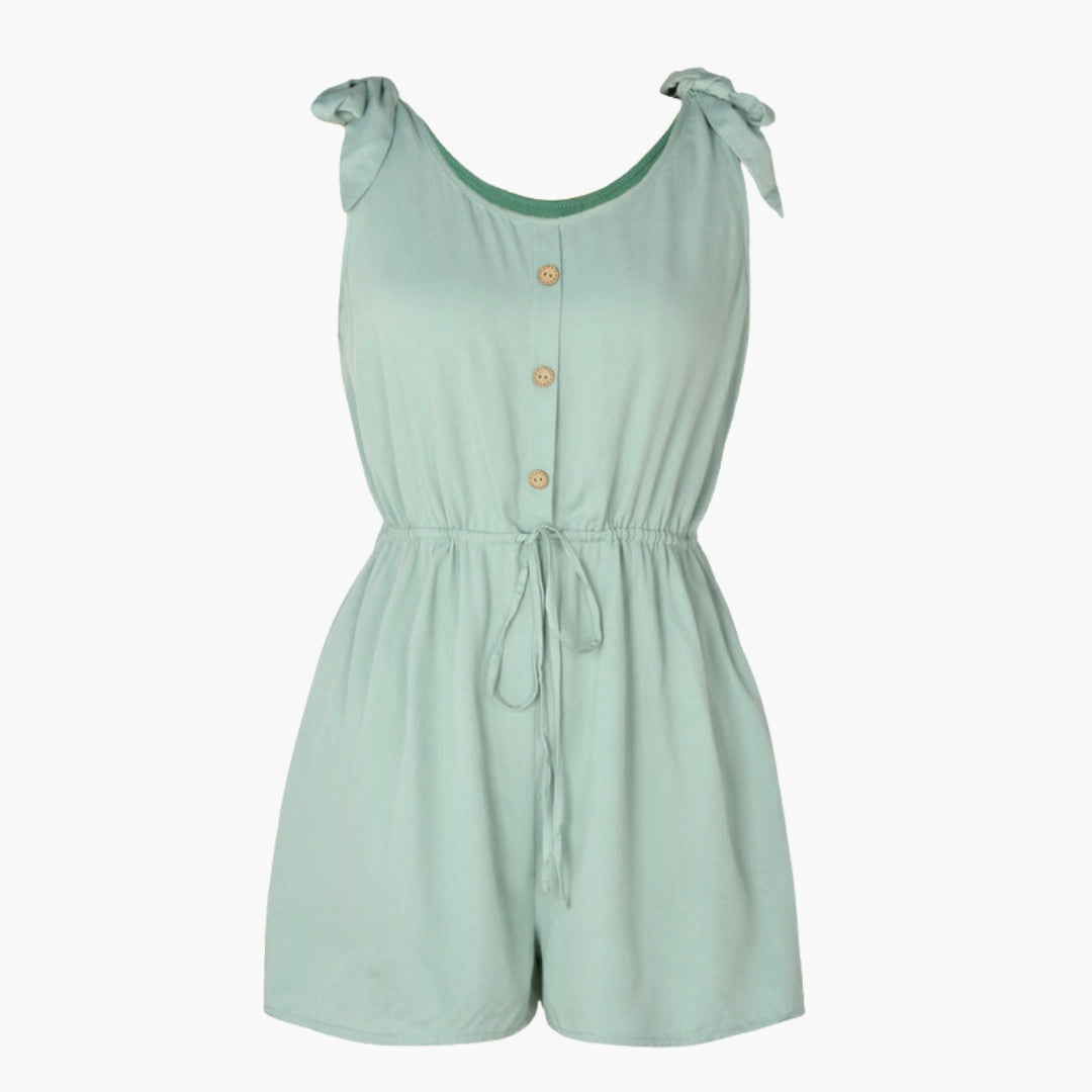 Haven | Women’s Button Front Tie-Waist Short Romper Jumpsuit