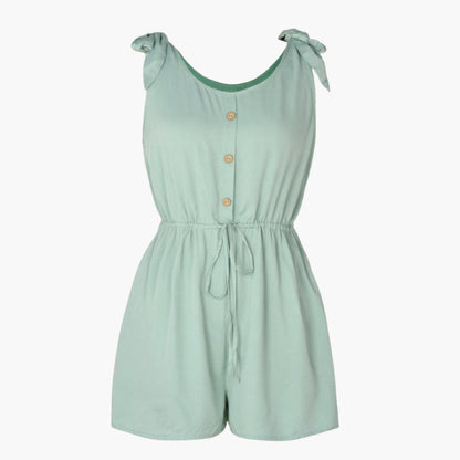 Haven | Women’s Button Front Tie-Waist Short Romper Jumpsuit