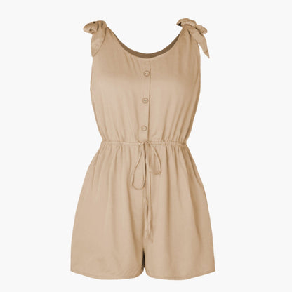 Haven | Women’s Button Front Tie-Waist Short Romper Jumpsuit