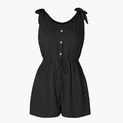 Haven | Women’s Button Front Tie-Waist Short Romper Jumpsuit