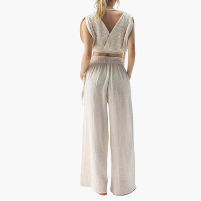Elodie | Women’s Two-Piece V-Neck Wide-Leg Jumpsuit Set