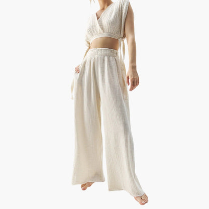 Elodie | Women’s Two-Piece V-Neck Wide-Leg Jumpsuit Set
