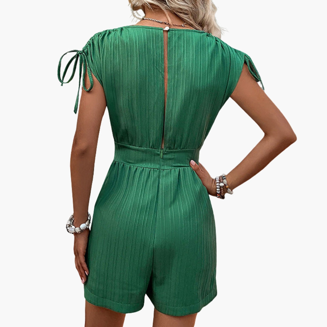 Jillian | Women’s Wrap-Effect V-Neck Waist-Belt Short Romper Jumpsuit