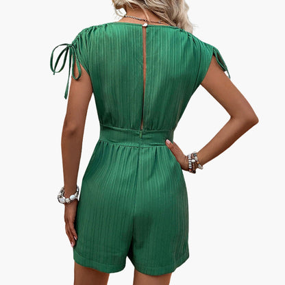Jillian | Women’s Wrap-Effect V-Neck Waist-Belt Short Romper Jumpsuit