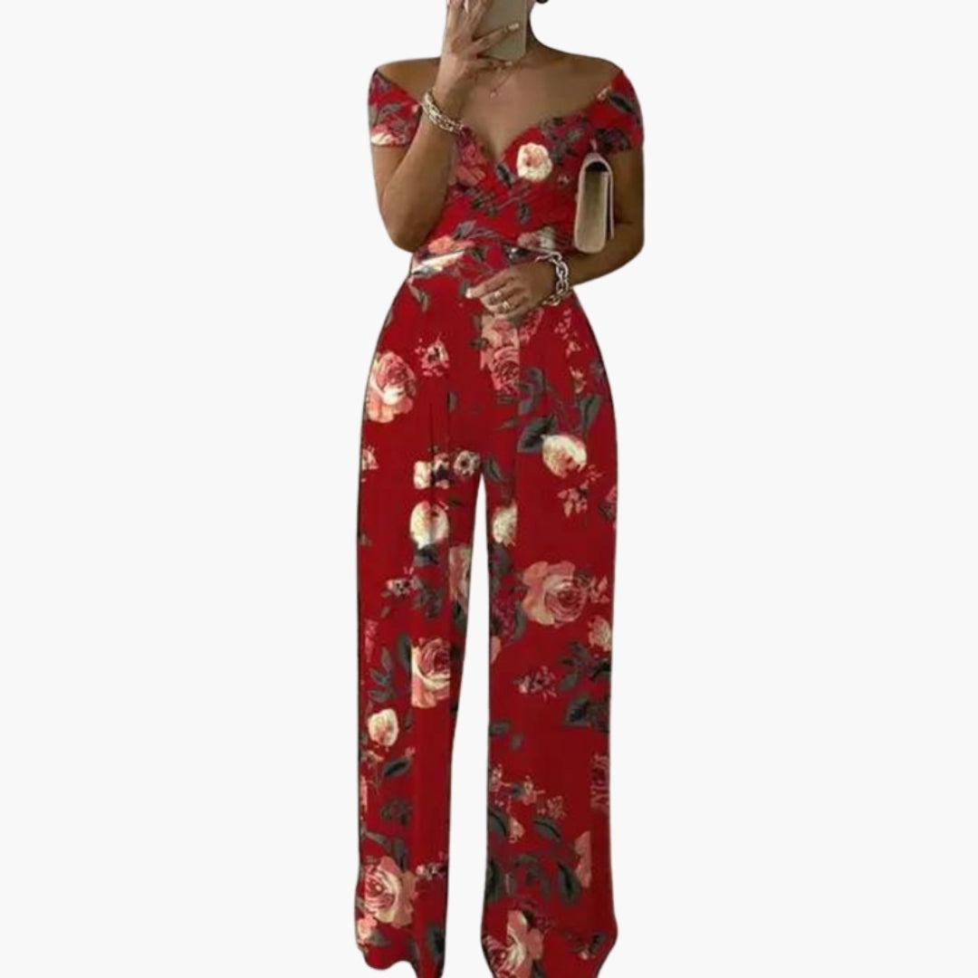 Francesca | Women’s Off Shoulder Floral Print Wide-Leg Jumpsuit