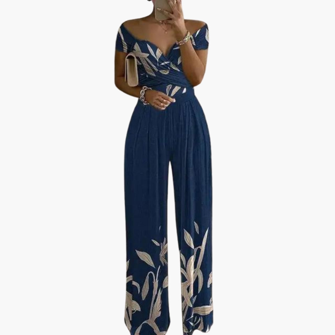 Francesca | Women’s Off Shoulder Floral Print Wide-Leg Jumpsuit